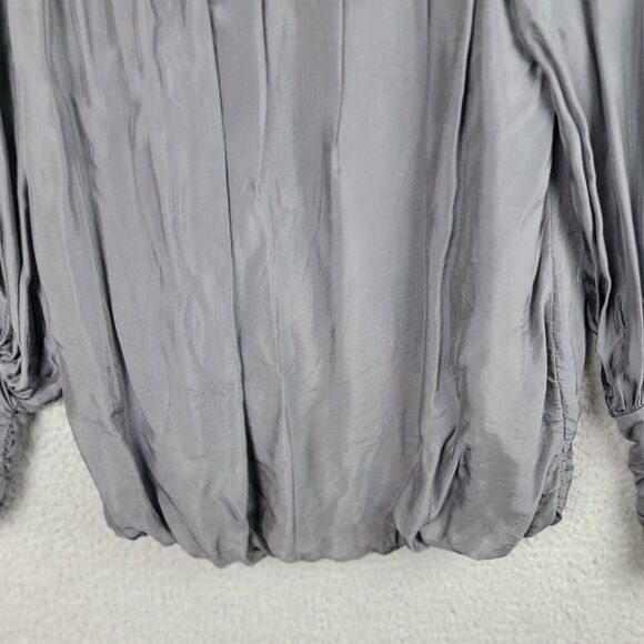dos Sena Milan Blouse Women S Gray Silver Italy Silk Cottage Core Romantic Fairy - Picture 7 of 15